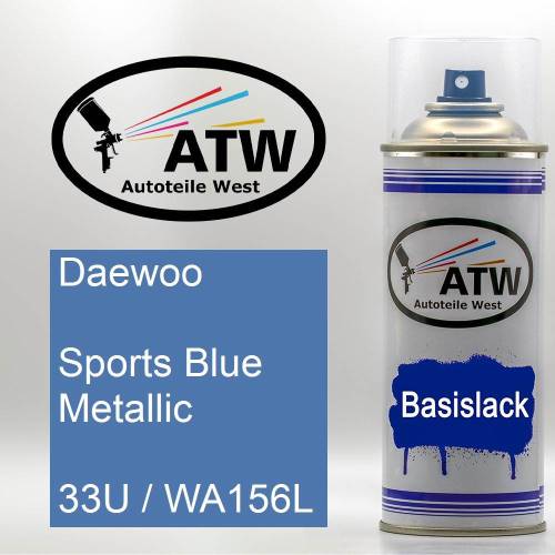 Daewoo, Sports Blue Metallic, 33U / WA156L: 400ml Sprühdose, von ATW Autoteile West.